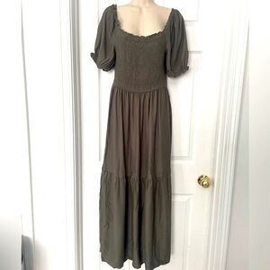 Army Green Ruffle Dress
